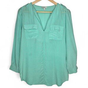 Joie Silk Popover Top Women Plunge Neck Geo Print Lightweight S